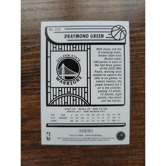 2022-2023 NBA Hoops #225 Draymond Green - Golden State Warriors - NBA - Picture 2 of 2